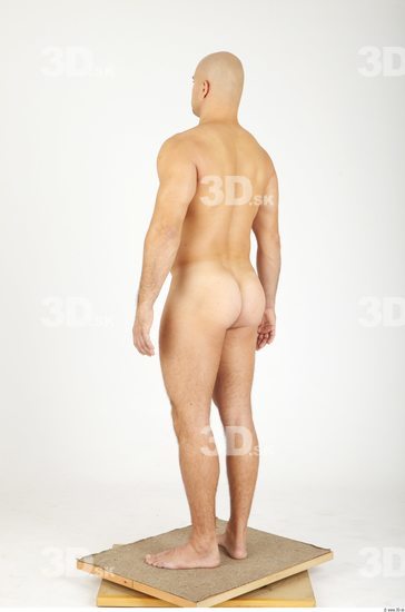 Whole Body Man Nude Casual Chubby Bald Studio photo references