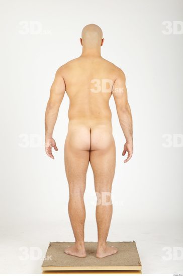 Whole Body Man Nude Casual Chubby Bald Studio photo references