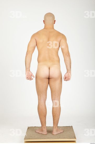 Whole Body Man Nude Casual Chubby Bald Studio photo references