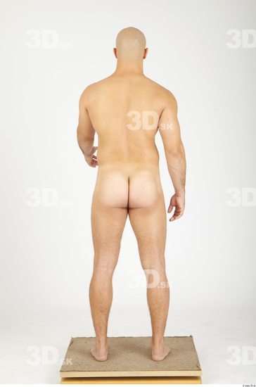 Whole Body Man Nude Casual Chubby Bald Studio photo references