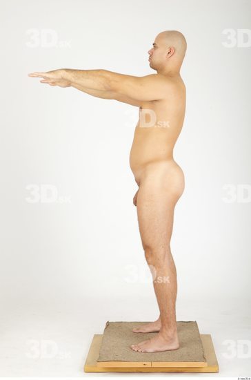 Whole Body Man Nude Casual Chubby Bald Studio photo references