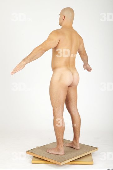 Whole Body Man Nude Casual Chubby Bald Studio photo references