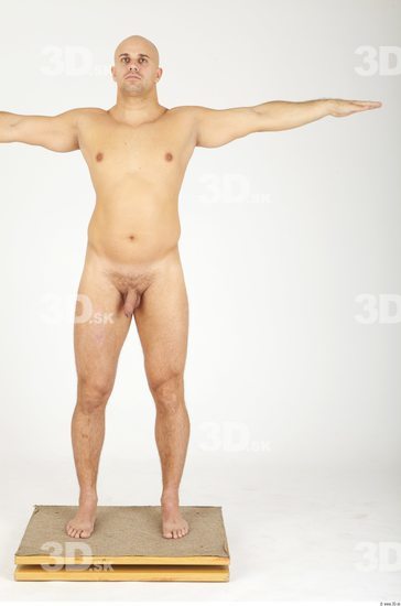 Whole Body Man T poses Nude Casual Chubby Bald Studio photo references