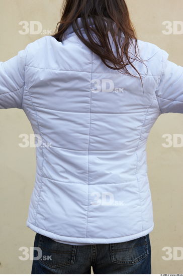 Upper Body Woman White Casual Windbreaker Slim