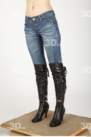 Leg Whole Body Woman Casual Jeans Slim Studio photo references