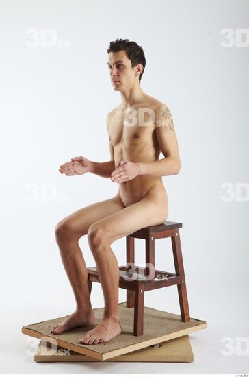 Whole Body Man Artistic poses White Tattoo Nude Slim