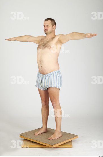 Whole Body Man Animation references T poses Casual Underwear Pants Overweight Studio photo references