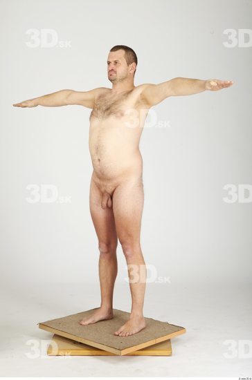 Whole Body Man Animation references T poses Hairy Nude Casual Overweight Studio photo references