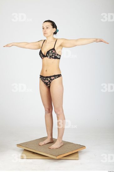 Whole Body Woman T poses Underwear Slim Studio photo references