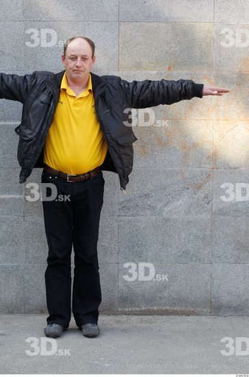 Whole Body Head Man T poses White Casual Chubby Overweight Bald Street photo references