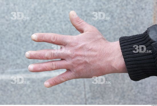 Hand Head Man White Casual Chubby Overweight Bald Street photo references