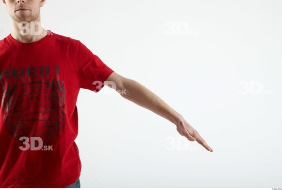 Arm Whole Body Man Animation references Casual Shirt T shirt Slim Studio photo references