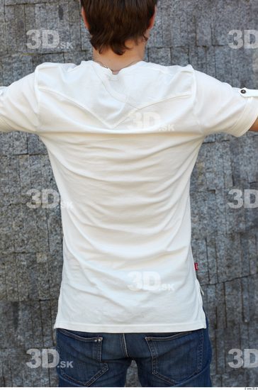 Upper Body Man White Casual T shirt Chubby