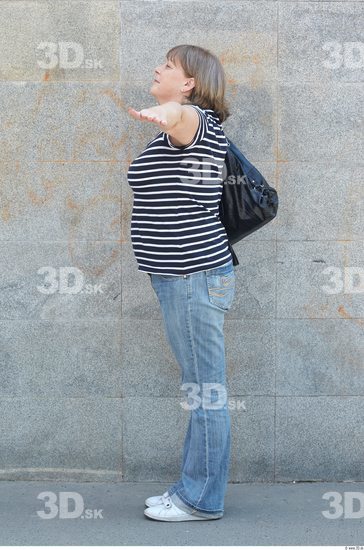 Whole Body Woman T poses White Casual Overweight