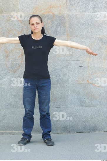 Whole Body Woman T poses Casual Slim Street photo references