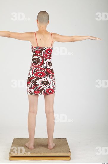 Whole Body Woman Animation references T poses Casual Dress Slim Bald Studio photo references