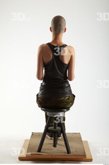 Whole Body Woman Artistic poses White Army Slim Bald