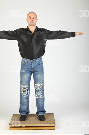 Whole Body Man T poses Casual Average Bald Studio photo references