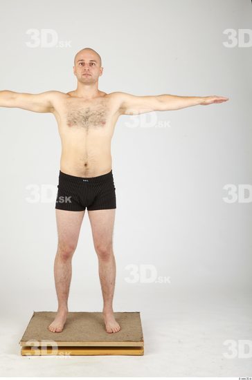 Whole Body Man T poses Casual Underwear Pants Average Bald Studio photo references