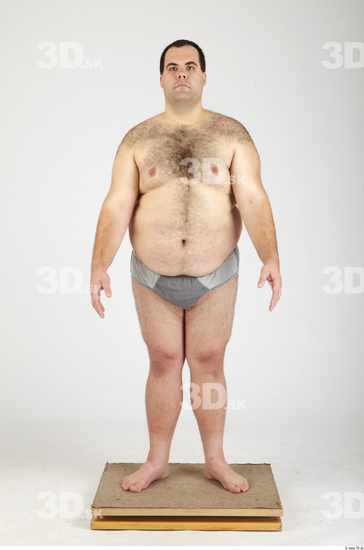 Whole Body Man Hairy Casual Underwear Pants Overweight Studio photo references