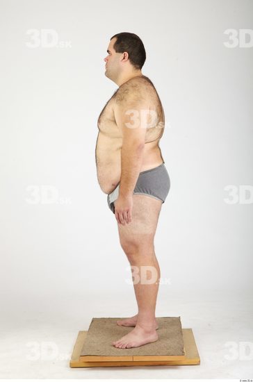 Whole Body Man Hairy Casual Underwear Pants Overweight Studio photo references