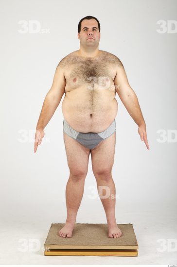 Whole Body Man Hairy Casual Underwear Pants Overweight Studio photo references