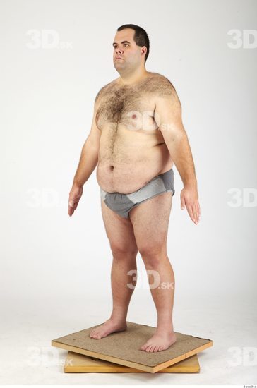 Whole Body Man Hairy Casual Underwear Pants Overweight Studio photo references