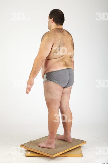 Whole Body Man Hairy Casual Underwear Pants Overweight Studio photo references