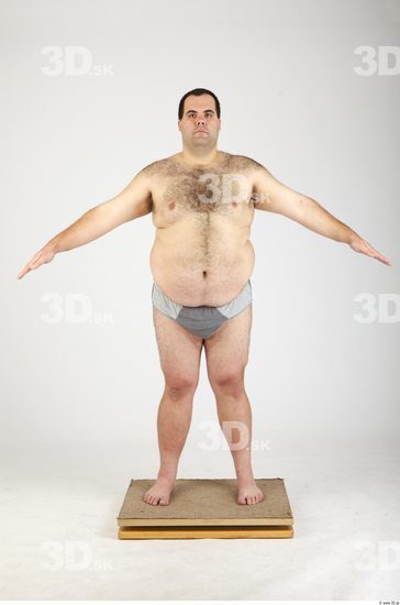 Whole Body Man Hairy Casual Underwear Pants Overweight Studio photo references