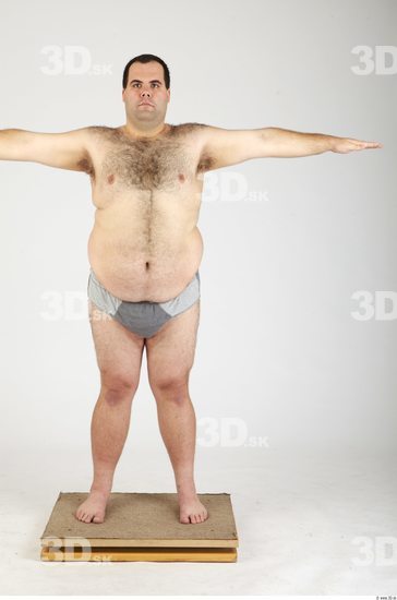 Whole Body Man T poses Hairy Casual Underwear Pants Overweight Studio photo references