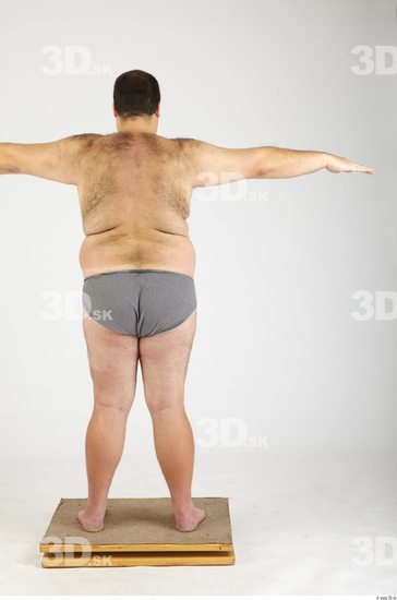 Whole Body Man T poses Hairy Casual Underwear Pants Overweight Studio photo references