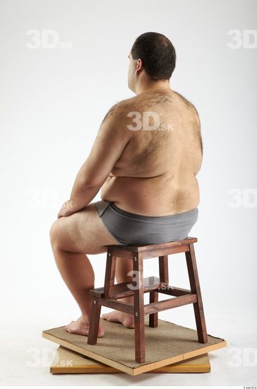 Whole Body Man Artistic poses White Hairy Underwear Pants Overweight