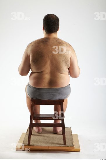 Whole Body Man Artistic poses White Hairy Underwear Pants Overweight