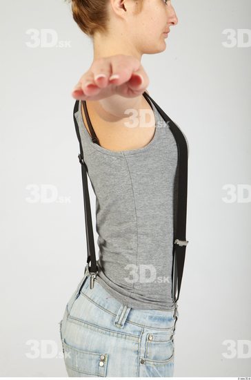 Upper Body Whole Body Woman Casual Singlet Slim Studio photo references