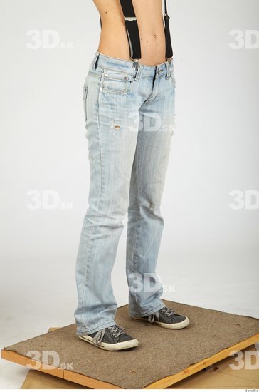 Leg Whole Body Woman Casual Jeans Slim Studio photo references