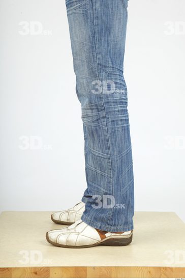 Calf Whole Body Man Casual Jeans Chubby Studio photo references