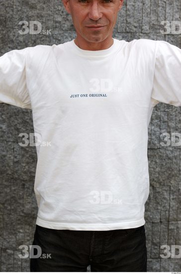 Upper Body Man White Casual T shirt Average