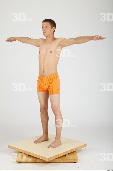 Whole Body Man T poses Casual Underwear Pants Slim Studio photo references