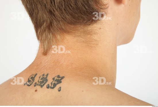 Neck Whole Body Man Tattoo Nude Casual Slim Studio photo references