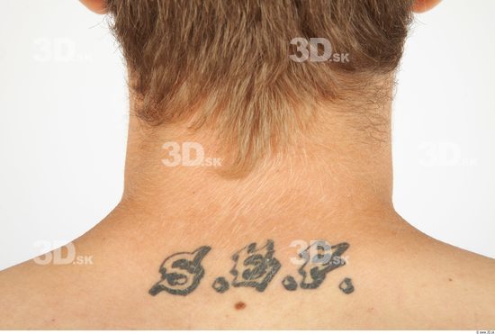 Neck Whole Body Man Tattoo Nude Casual Slim Studio photo references