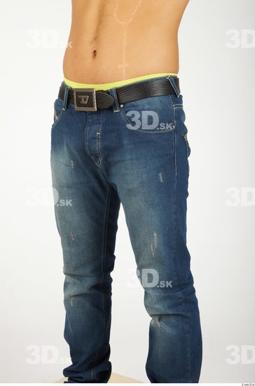 Thigh Whole Body Man Casual Jeans Athletic Studio photo references