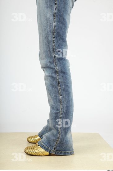 Calf Whole Body Woman Casual Jeans Slim Studio photo references