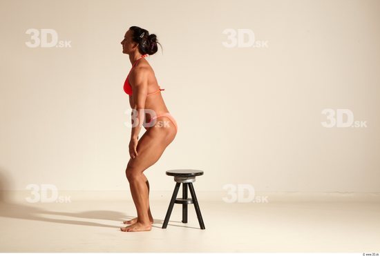 Whole Body Woman Animation references White Sports Swimsuit Muscular