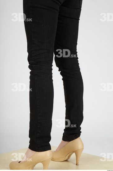 Calf Whole Body Woman Casual Jeans Slim Studio photo references