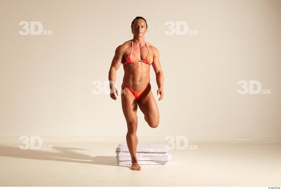 Whole Body Woman Animation references White Sports Swimsuit Muscular