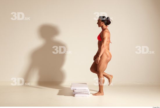 Whole Body Woman Animation references White Sports Swimsuit Muscular