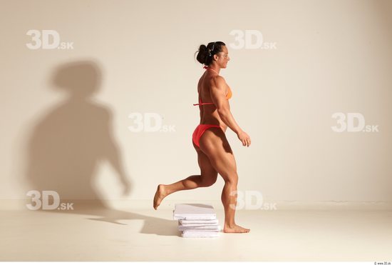 Whole Body Woman Animation references White Sports Swimsuit Muscular