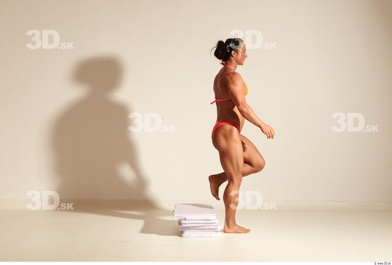 Whole Body Woman Animation references White Sports Swimsuit Muscular