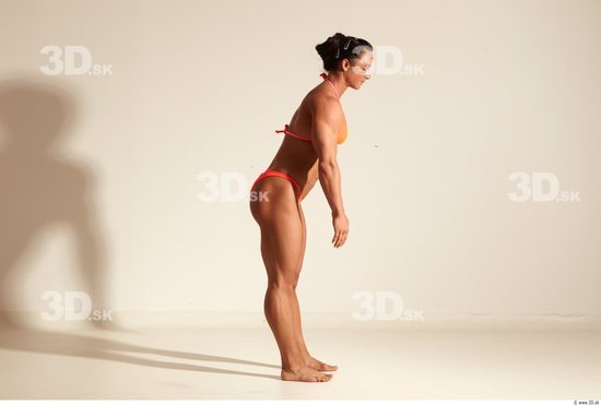 Whole Body Woman Animation references White Sports Swimsuit Muscular