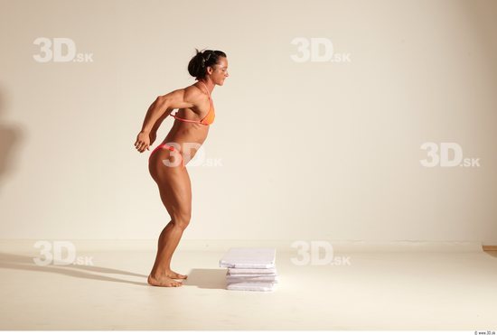 Whole Body Woman Animation references White Sports Swimsuit Muscular